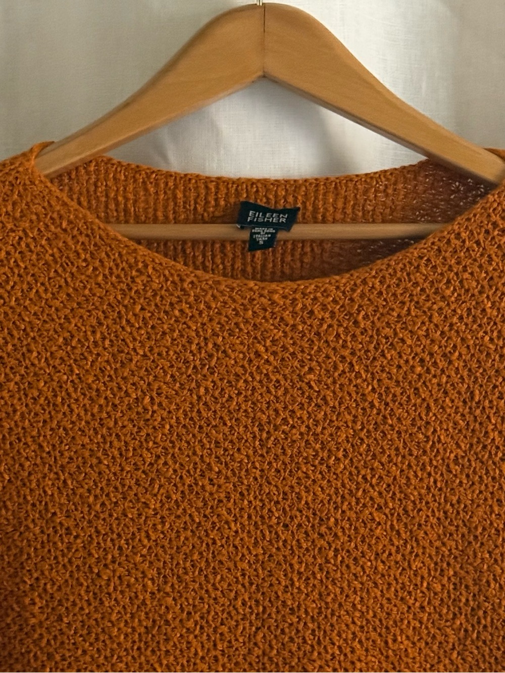 Eileen Fisher Sweater Small Burnt Orange Textured Cotton Italian Yarn Knit Fall - Picture 4 of 9